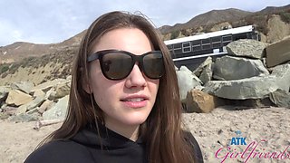 Beautiful girl with glasses Rose Caarter gets some outdoor sex