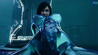 Gifdoozer Slime Tifa Dildo Play: Intense Masturbation with a Huge Dildo, Tight Pussy Gaping, and Cum-hungry Ass