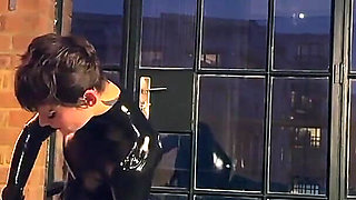 Fucking Ballhooded Sissy by the Window for Whole World to See