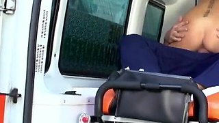 German - Hard sex in ambulance car
