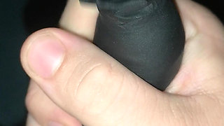Cumming into a latex glove