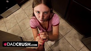 DadCrush - Busty Stepdaughter Returns Her Daddys Favors by Milking His Cock Dry and Letting Him Creampie Her Tight Little Pussy