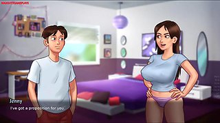 Sexy roommate Jenny getting nude showing her huge boobs, Huge Tits Slut teasing - Summertime Saga 09