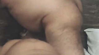 Young Bengali Pooja Bhabhi wearing blue lipstick sucked husband's cock and got fucked hard by her husband, clear hindi audio
