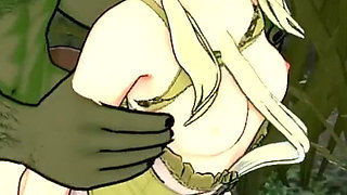 Elf Archer Gets Fucked in the Forest by a Goblin