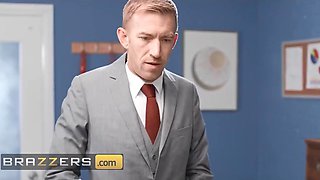Office Brunette Temptress Gets Naughty With Coworker And Boss In A Steamy Threesome