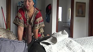 This Turkish Granny Is Shocked !!! I Take Out My Big Black Cock In Front Of Her