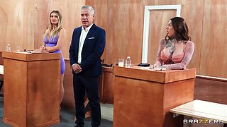 Sexcourt A Case Of Tit For Spat: Anal Threesome with Mick Blue, Natalia Starr, and Chantal Danielle