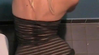 Kinky Slut Finds Dildo on Disco Toilet and Fucks Him