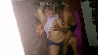 I was tied up. My breasts and nipples were touched by my neighbor, until I became horny.