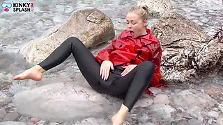 Shiny Pvc Over Neoprene Wet Beach JOI & Play