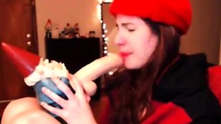Gnome Blowjob Funny Cam Model's Sex Toy Stunt