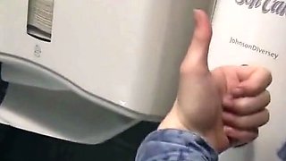 German Amateur Couple's Public Bathroom Blowjob and Facial a