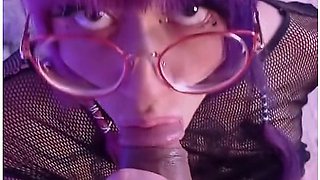 Emo Girl’s Glasses Get Dirty From A Close-Up Blowjob