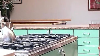 Cute skinny teen Delilah in hot lesbian fuck with stepsister in the kitchen