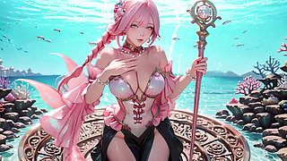 Pink Mermaid Queen! Private Gaze in the Underwater Palace, From Deep Sea Dreams to Beach Climax.