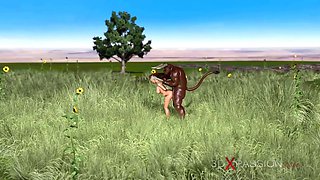 The minotaur. Trans sweet girl fucked hard by a minotaur outdoor