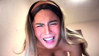 Big Boobed Blonde Masturbates With A Dildo In The Bathroom