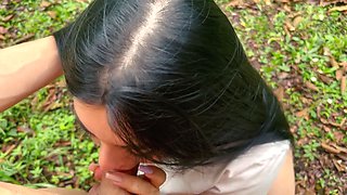 Stepson fucks his stepmom in the woods, hits her so hard he makes her squirt!