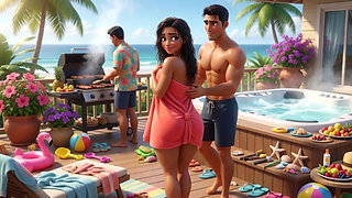 Secret Summer Heat in the Beach House Jacuzzi with My Partner's Closest Friend (AI generated)