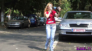 Mature showing tits outdoor