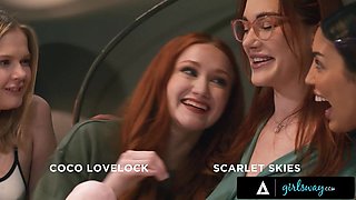 GIRLSWAY - Spooked Scarlet Skies & Pals Vanessa Sky, Coco Lovelock Hang With Stepmom Siri Dahl - Redhead