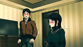 Busty ponytail anime at dinner