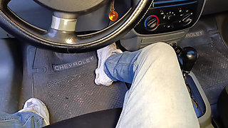 My Boss Takes Me Home and I Thank Him by Giving Him a Blowjob by Masturbating Him with My Feet and Making Him End up on My Feet