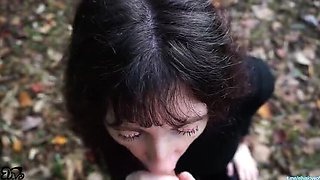 Pregnant Italian Amateur Wife with Big Natural Tits Gives POV Blowjob & Huge Cumshot in the Woods