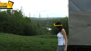 Smoking fetish with brunette in sexy lingerie