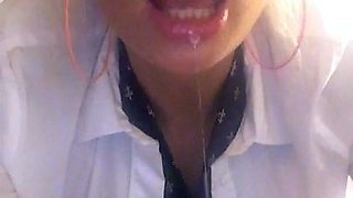 Big boob brunette masturbates on webcam
