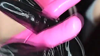 Leather, Latex and Glove Fetish, Lesbian Sex, Peeing in Glasses