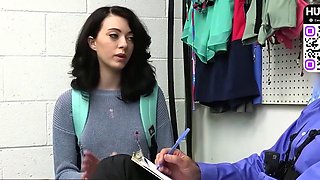 Blonde maid gets a ultra-cute hj in dressing room