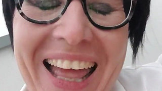 Julie Splashes on Terrace After Work