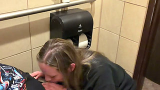 Wife Almost Caught Sneaking in to Restroom to Get Fucked