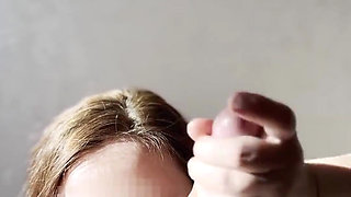 Sensual Cock Massage and Ball Licking - Provoked a Huge Cumshot! Handjob From the Beauty Julia