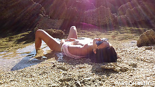 Cute Wife Fingering on Sea Beach