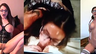 Fantastic Nerdy & Messy Honeys Getting off on Fake penis Money-shot Facial Cumshot Compilation