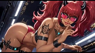 245 Cyberpunk Redhead Do Sexy Talk and Pose, Ai Animation