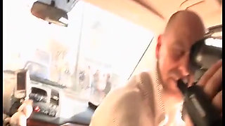 Wild Car Threesome Blondes Ride Hard Cock