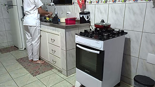 Maid Had Her Ass Used While Washing Dishes.