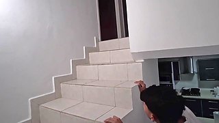 Overnight with busty Latina stepmom turns into crazy FMM with facial happy end
