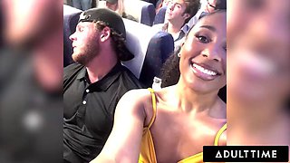 ADULT TIME - Olivia Jay Flashes Tits  Fingers Pussy On Plane! Gets Caught  Fucked Hard By Seatmate
