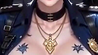 Anime Cute Police Officer Showing Boobs, Ai Animation