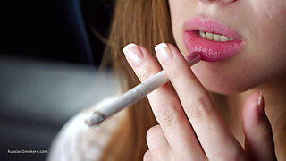 Soft Russian Beauty Smoking Cigarette Calm Moments