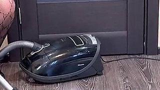 Leather-clad Maid & Her Powerful Miele: White Dust Cleanup