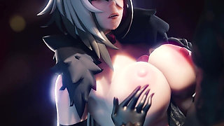 Arlecchino Fucks a Big Hilichurl Cock with Her Huge Tits 3D Paizuri Animation Genshin Impact