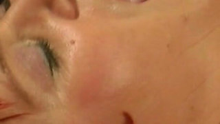 Takes the Full Load in Her Face. Semen on Her Cheek, Chin, and Lips, Red Hair, Glistening Skin. a Long Shot.