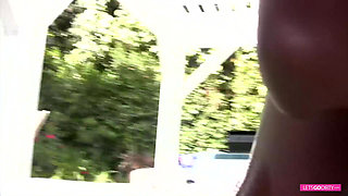 Big ass ebony slut gets her pussy screwed in doggy style pose