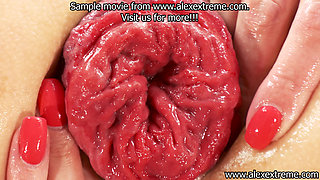 Hotkinkyjo in red dress take big dildo from mrhankey up her anal hole & prolapse extreme